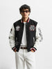 Men's Black Regular Fit Embroided Casual Bomber Jacket