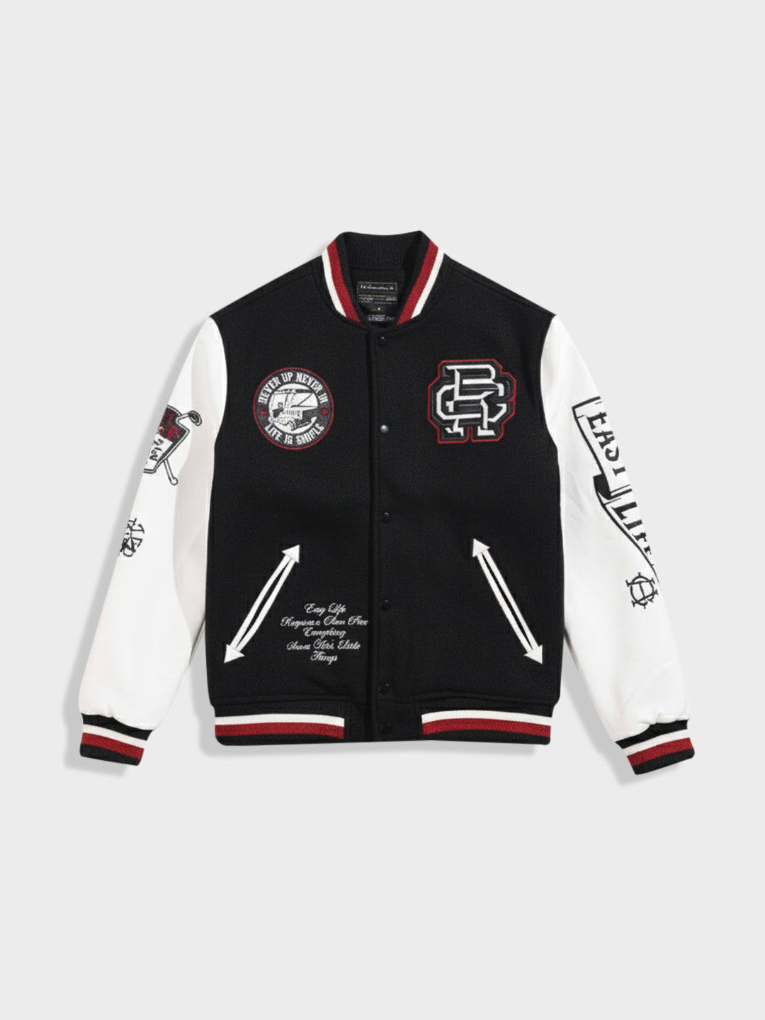 Men's Black Regular Fit Embroided Casual Jacket