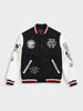 Men's Black Regular Fit Embroided Casual Bomber Jacket