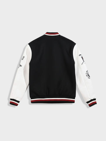 Men's Black Regular Fit Embroided Casual Jacket