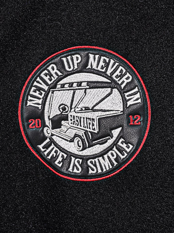 Men's Black Regular Fit Embroided Casual Bomber Jacket