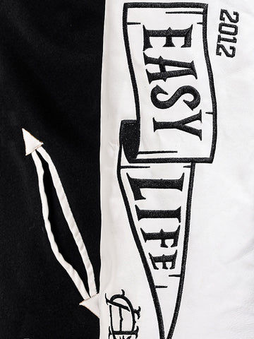 Men's Black Regular Fit Embroided Casual Bomber Jacket