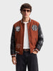 Men's Brown Regular Fit Embroidered Street Wear Jacket