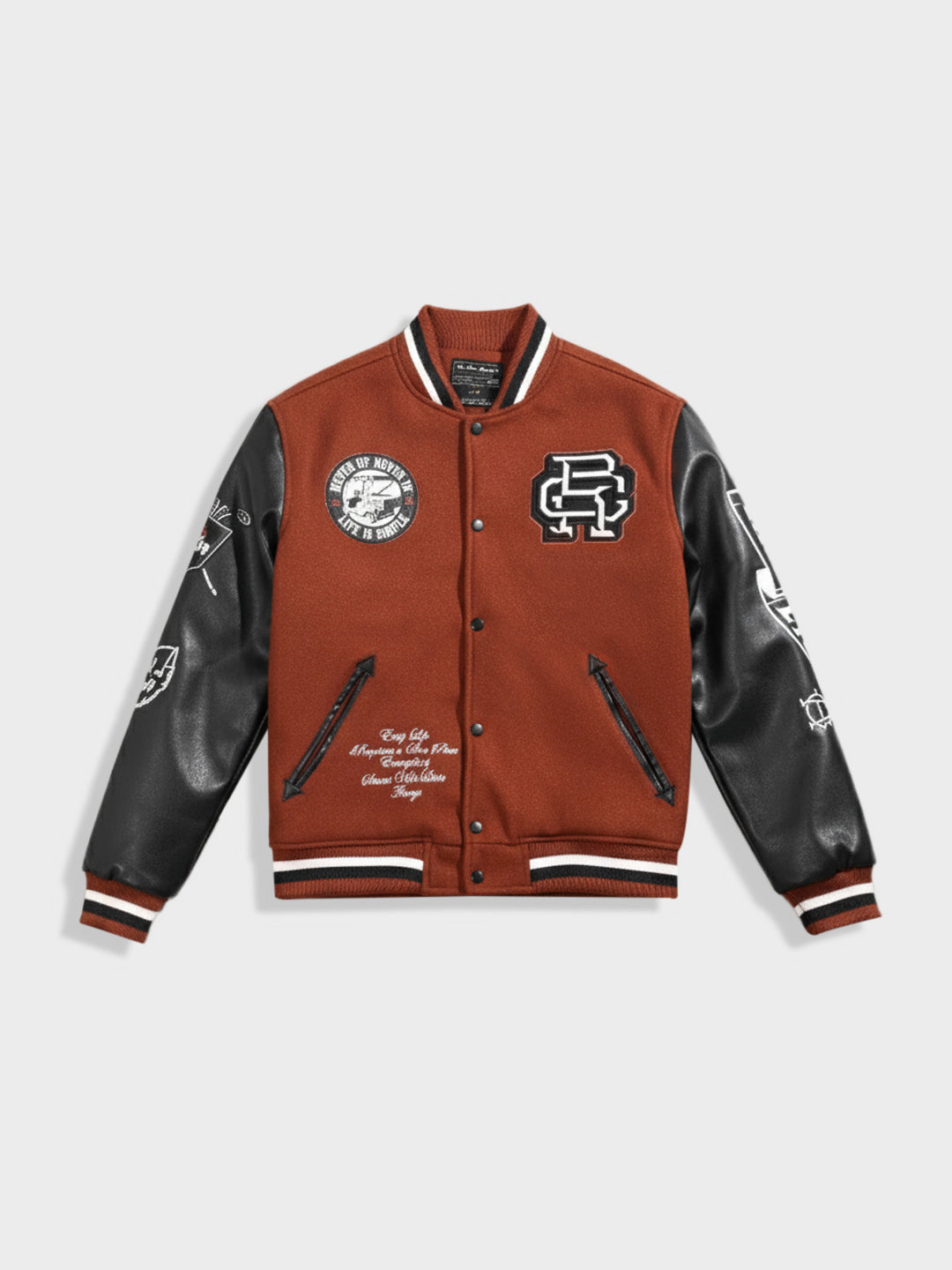 Men's Brown Regular Fit Embroided Casual Jacket