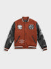 Men's Brown Regular Fit Embroided Casual Bomber Jacket
