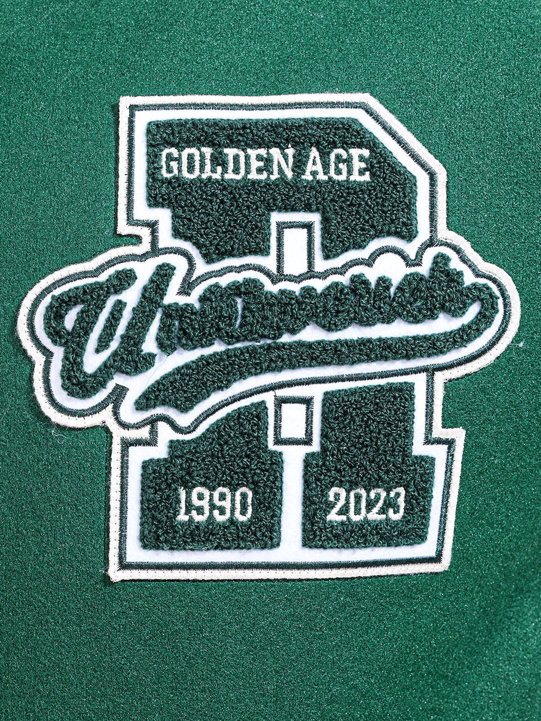 Men's Green Regular Fit Embroided Casual Bomber Jacket