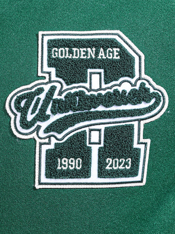 Men's Green Regular Fit Embroided Casual Bomber Jacket