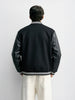 Men's Black Regular Fit Embroided Casual Bomber Jacket