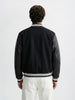 Men's Black Regular Fit Embroided Casual Bomber Jacket