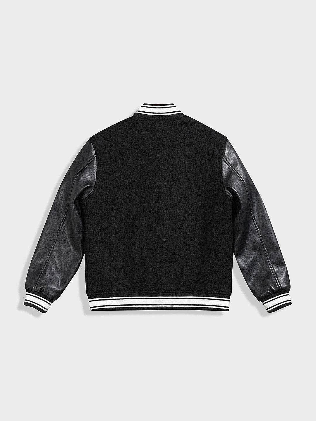 Men's Black Regular Fit Embroided Casual Bomber Jacket