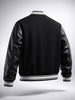 Men's Black Regular Fit Embroided Casual Bomber Jacket