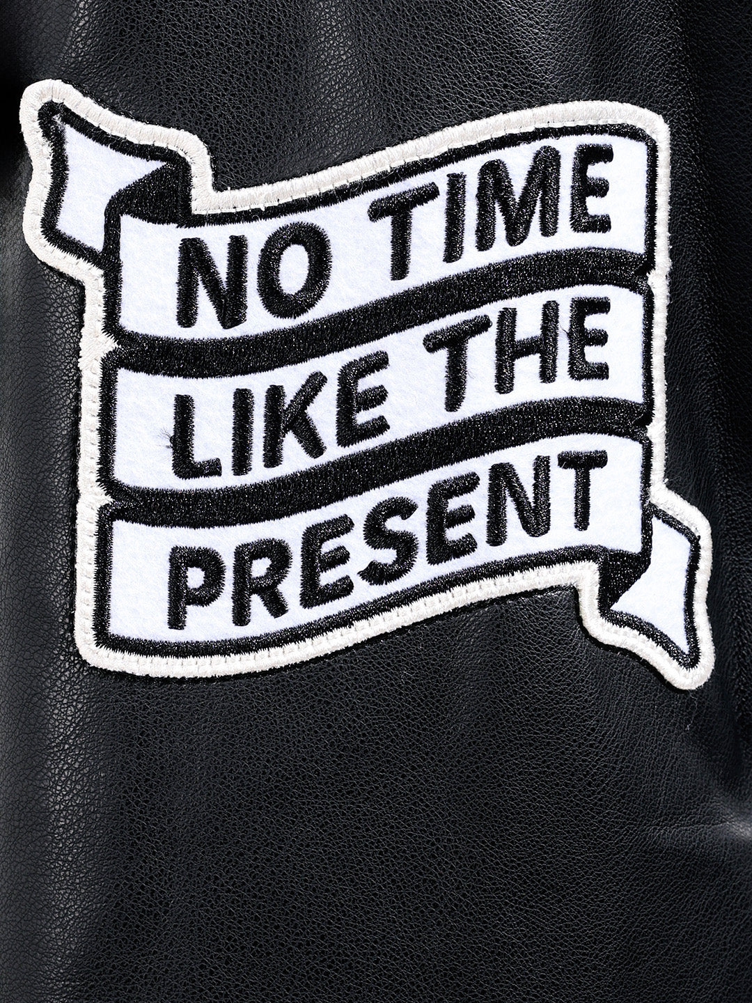 Men's Black Regular Fit Embroided Casual Bomber Jacket