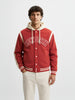 Men's Red Regular Fit Embroided Casual Bomber Jacket