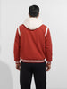 Men's Red Regular Fit Embroided Casual Jacket
