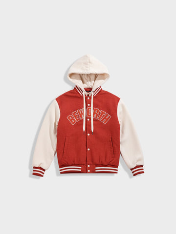Men's Red Regular Fit Embroided Casual Jacket