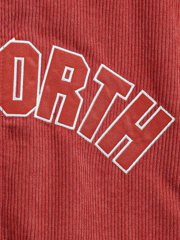 Men's Red Regular Fit Embroided Casual Bomber Jacket