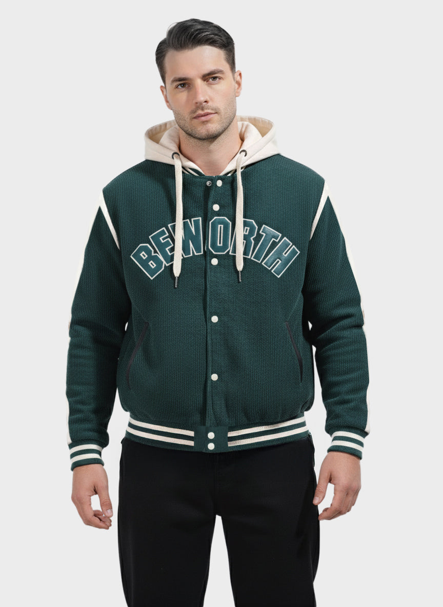 Men's Green Regular Fit Embroided Casual Jacket