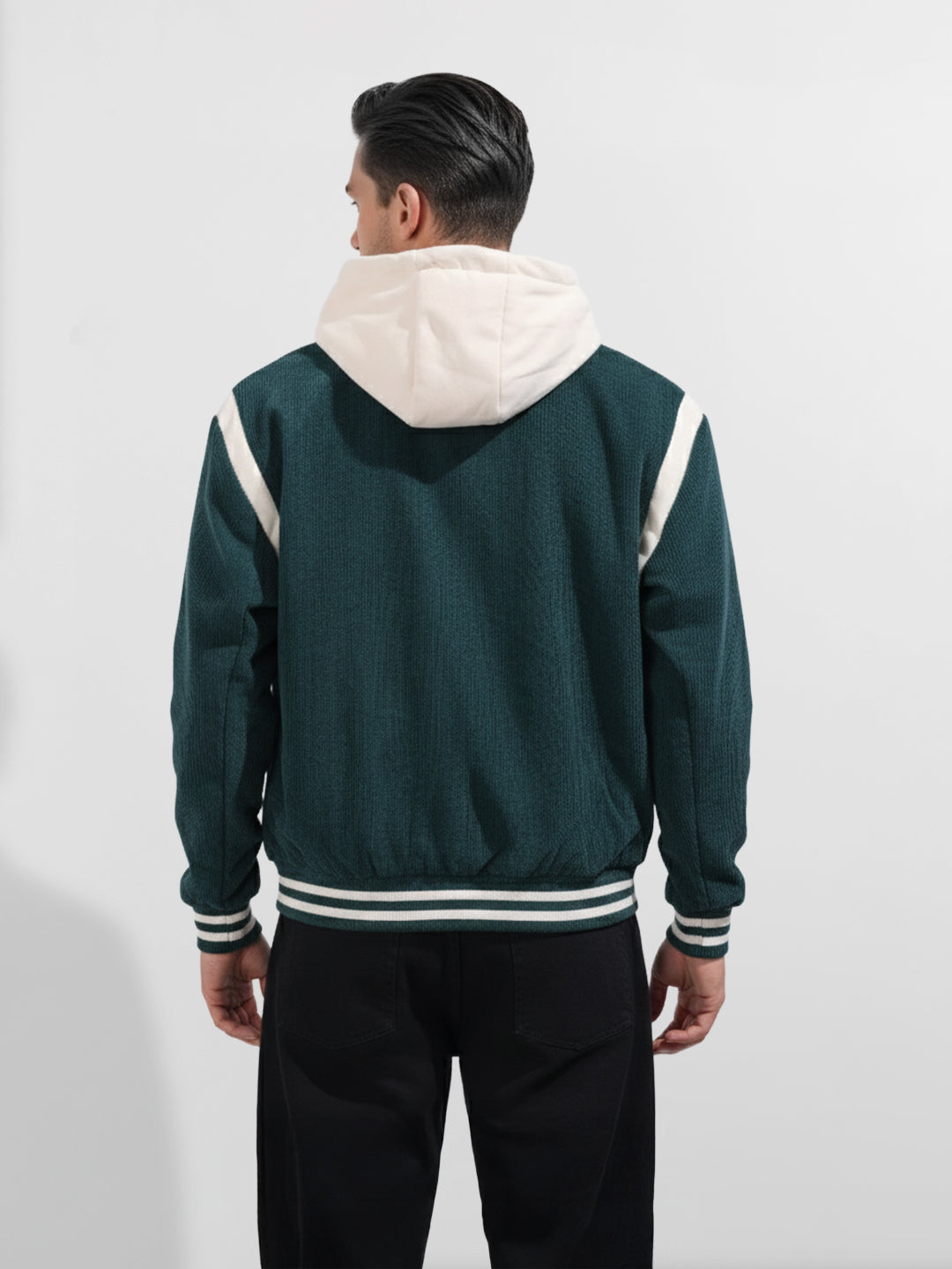 Men's Green Regular Fit Embroided Casual Jacket