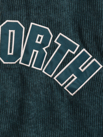 Men's Green Regular Fit Embroided Casual Bomber Jacket