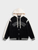 Men's Black Regular Fit Embroided Casual Bomber Jacket