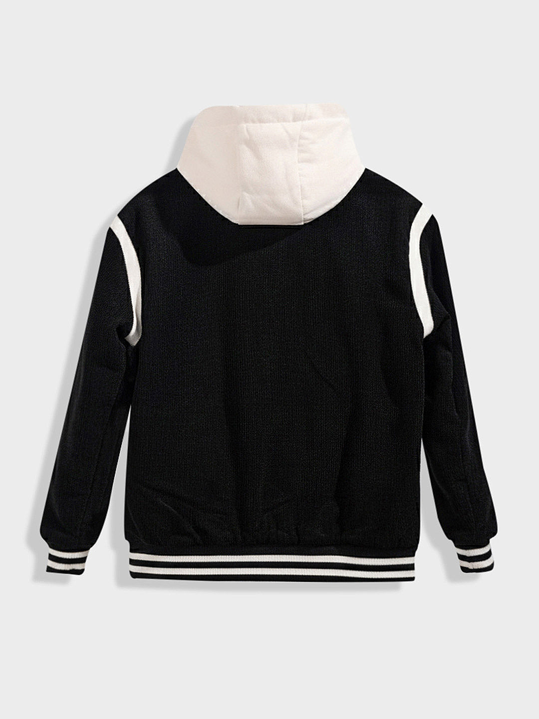 Men's Black Regular Fit Embroided Casual Bomber Jacket