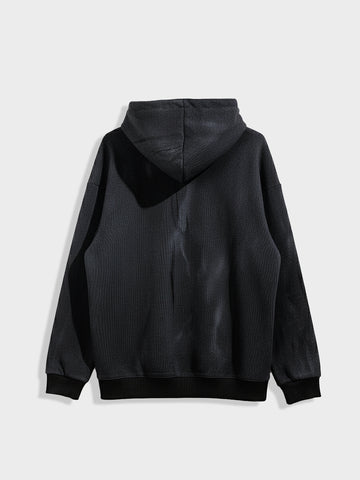 Men's Black Oversized Fit Solid Casual Sweatshirt