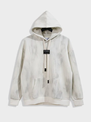 Men's White Oversized Fit Solid Casual Sweatshirt