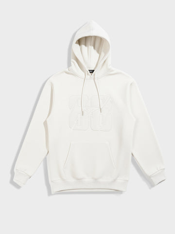 Men's Cream Oversized Fit Embroided Casual Sweatshirt