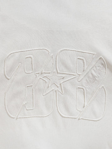 Men's Cream Oversized Fit Embroided Casual Sweatshirt