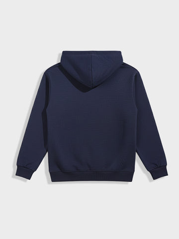 Men's Blue Oversized Fit Embroided Casual Sweatshirt