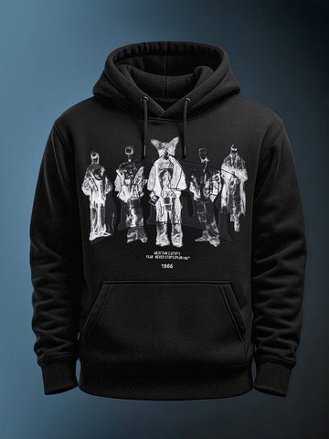 Men's Black Oversized Fit Embroided Casual Sweatshirt