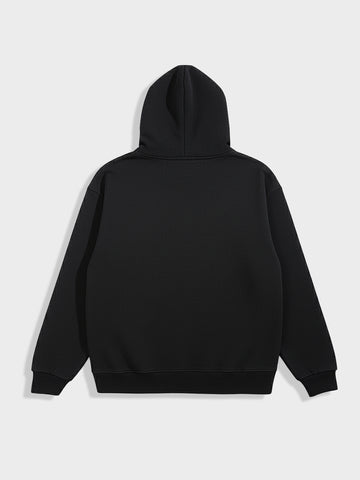 Men's Black Oversized Fit Embroided Casual Sweatshirt