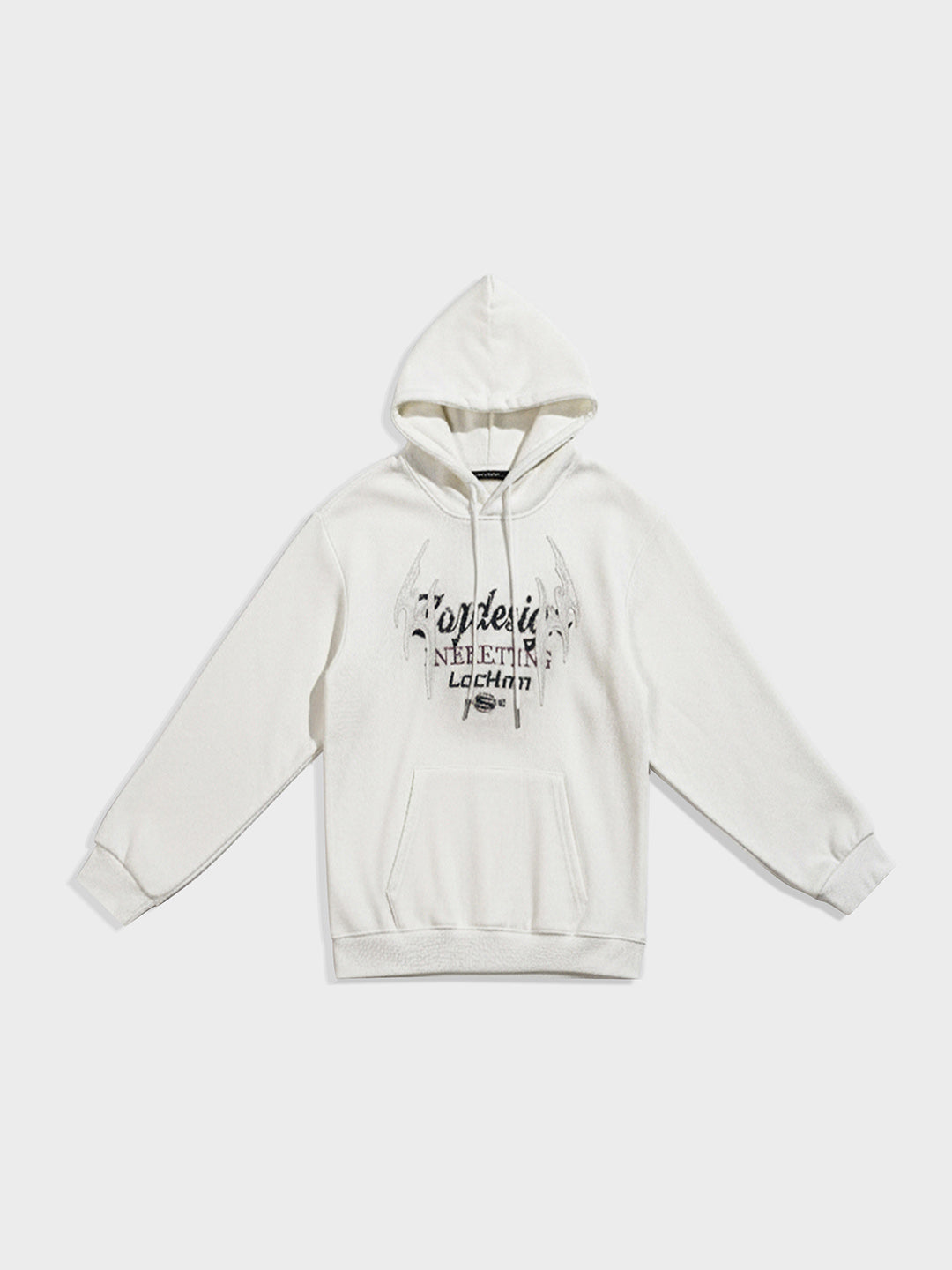 Men's Cream Oversized Fit Embrodered Casual Sweatshirt