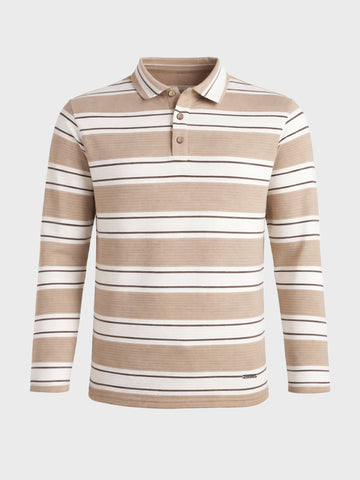 Men's Brown Slim Fit Striped Casual T-Shirt