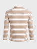 Men's Brown Slim Fit Striped Casual T-Shirt