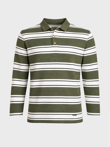 Men's Green Slim Fit Striped Casual T-Shirt