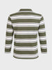 Men's Green Slim Fit Striped Casual T-Shirt