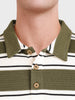 Men's Green Slim Fit Striped Casual T-Shirt