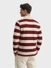 Men's Maroon Slim Fit Striped Casual T-Shirt