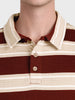 Men's Maroon Slim Fit Striped Casual T-Shirt