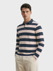 Men's Teal Slim Fit Striped Casual T-Shirt