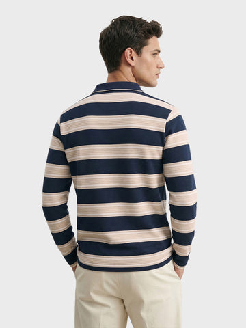 Men's Teal Slim Fit Striped Casual T-Shirt