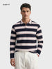 Men's Blue Slim Fit Striped Casual T-Shirt