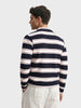 Men's Blue Slim Fit Striped Casual T-Shirt