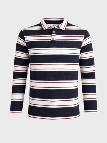 Men's Blue Slim Fit Striped Casual T-Shirt