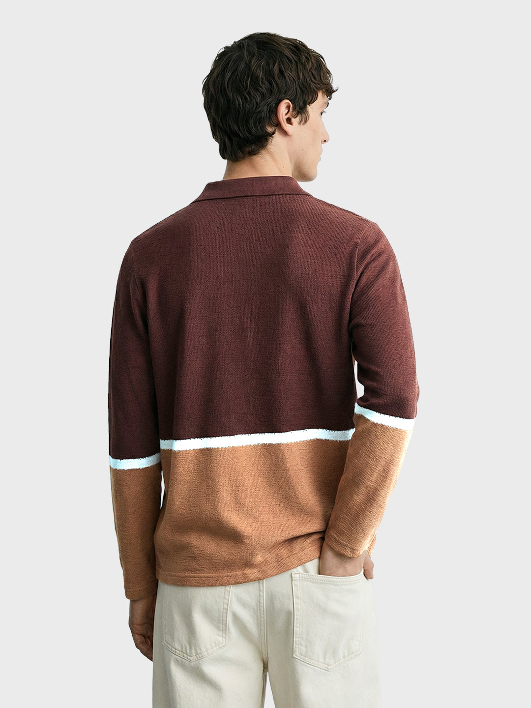 Men's Brown Regular Fit Striped Casual T-Shirt