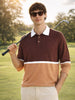 Men's Brown Regular Fit Striped Casual T-Shirt