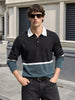 Men's Black Regular Fit Striped Casual T-Shirt