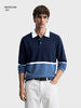 Men's Navy Blue Regular Fit Striped Casual T-Shirt
