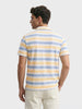 Men's Yellow Slim Fit Striped Casual T-Shirt